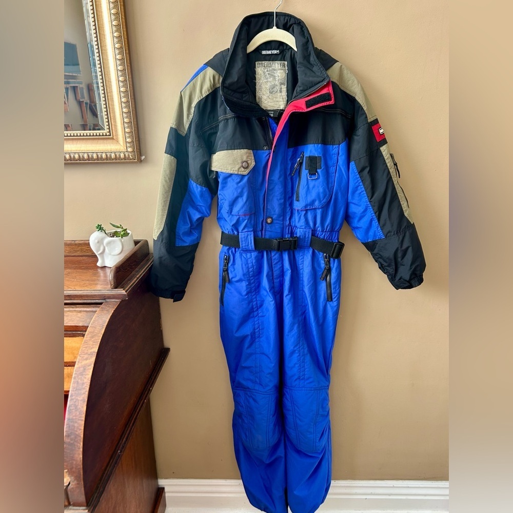 Obermeyer Vintage 90s Blue Belted Snow Ski Suit Juniors Boys Size 16 - Picture 2 of 16